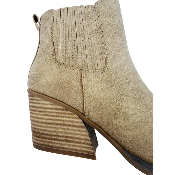 Korks Hadley Natural Nubuck Chunky Block‎ Heel Booties Womens Size 9M NWB - Picture 2 of 16